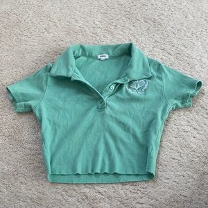 garage ribbed crop top baby tee with collar